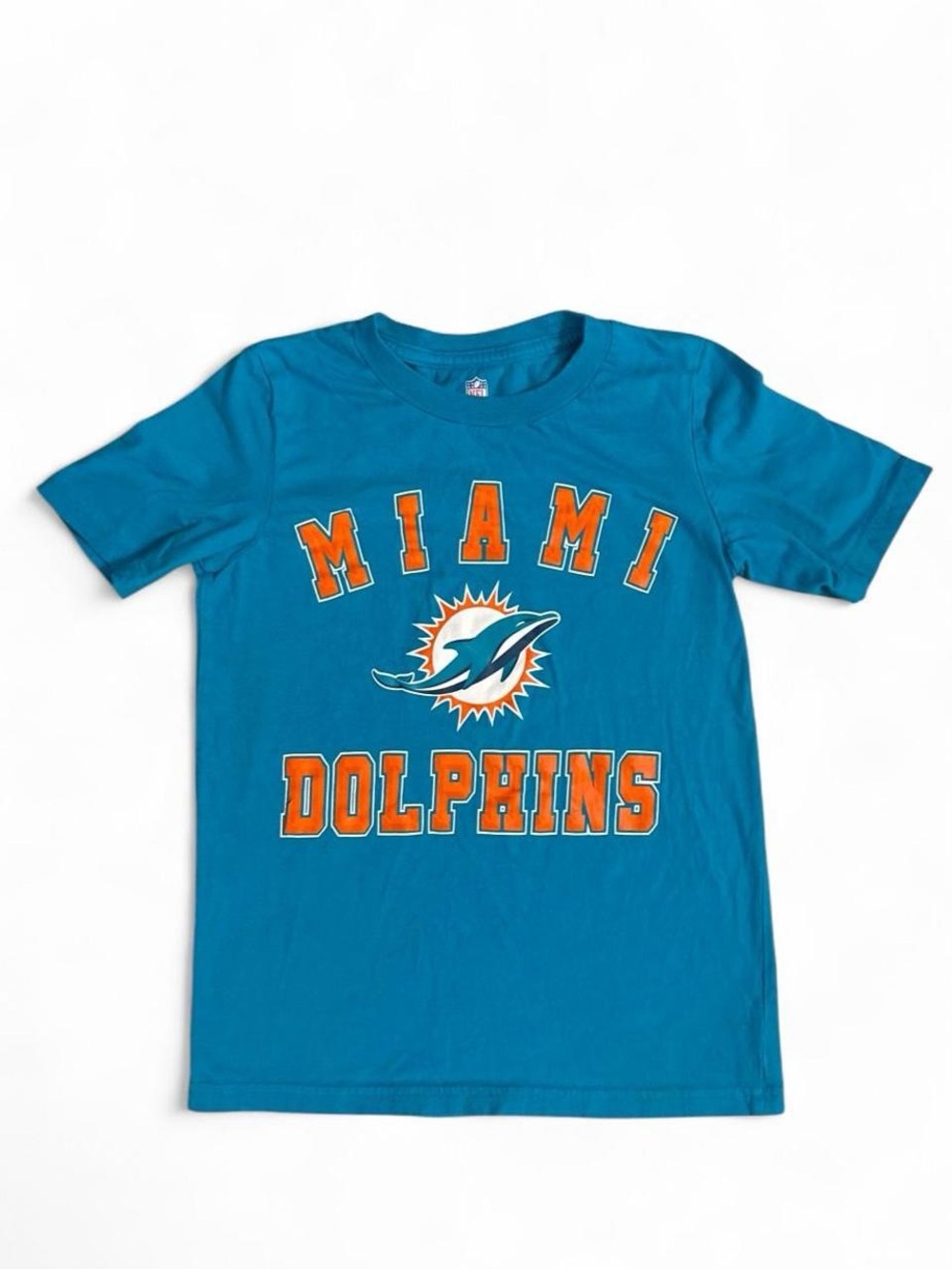 NFL Teal Miami Dolphins Graphic Tee with Orange Accents